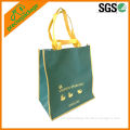 Green non woven double handle shopping bag with velcro closure(PRA-815)